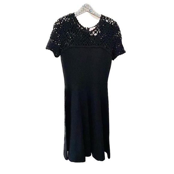 Carolina Herrera Macrame Yoke Dress large black - Picture 2 of 11